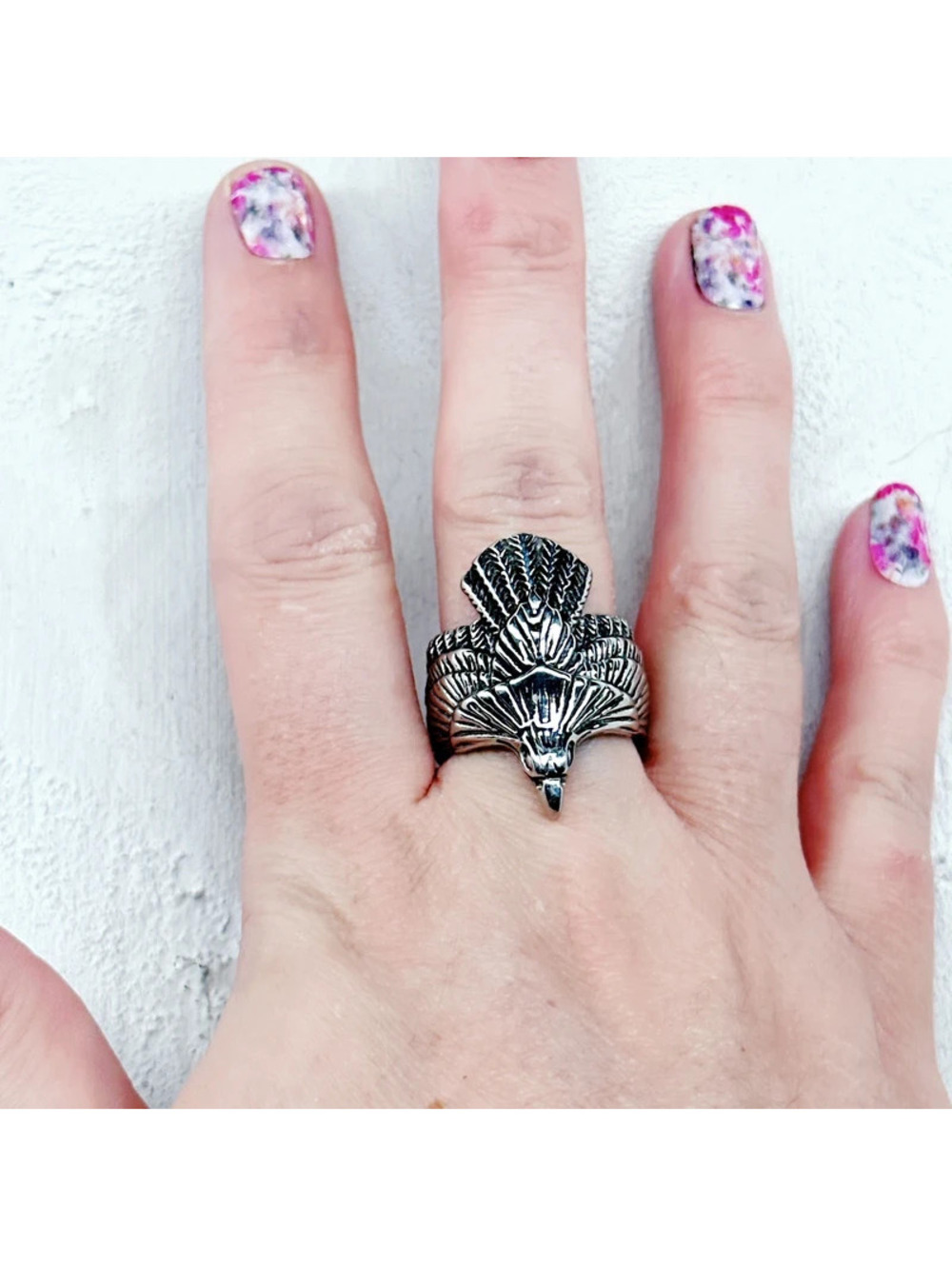 3108mc. Pewtertone Eagle Ring Size 8